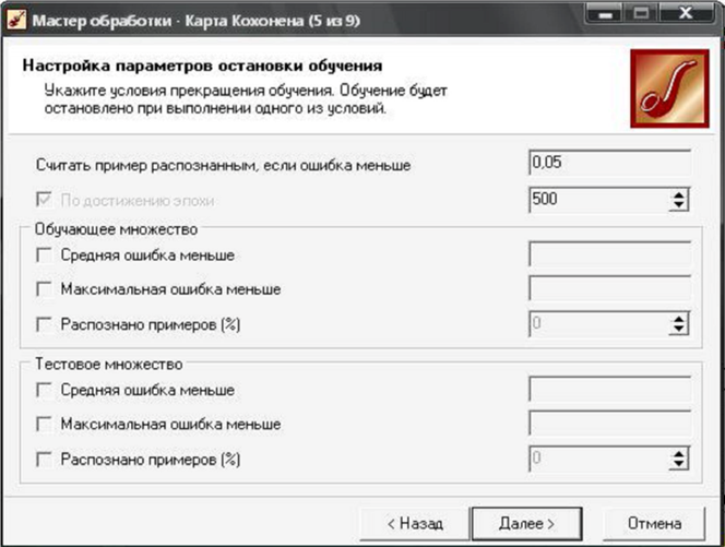 Ошибка настройки выполнения. Обучение настройке. Карты Кохонена кластеризация. Настройка параметров. Настройки описка.